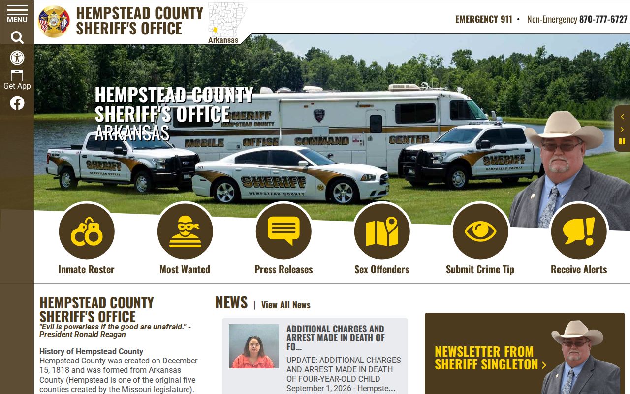 Hempstead County Sheriff's Office home page and public information channels